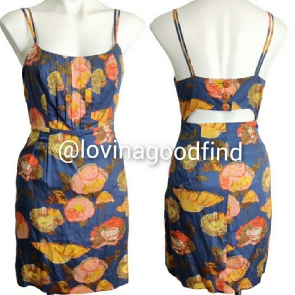 ANTHROPOLOGIE Maeve Peony Silk Slip Dress EUC sz 6